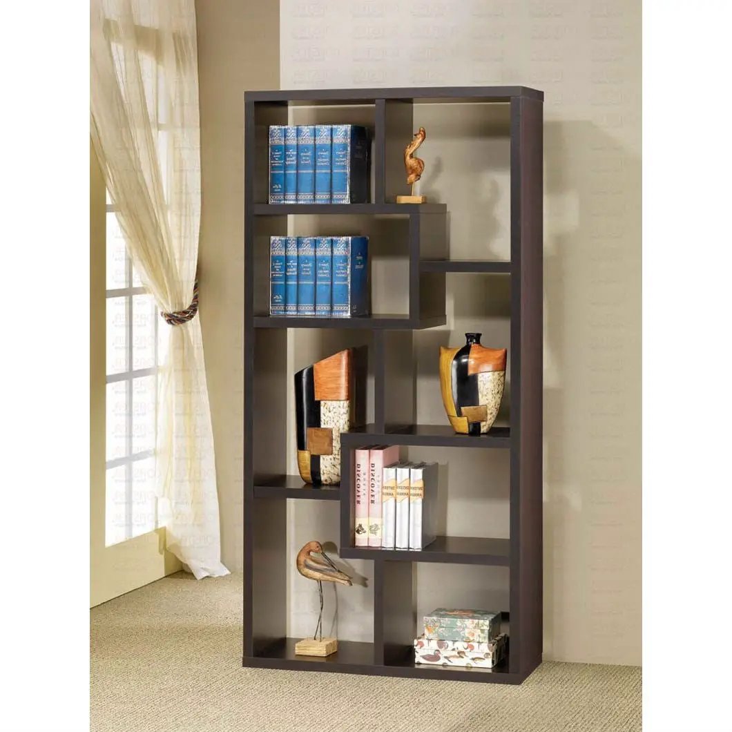 Modern 70-in High Display Cabinet Bookcase in Dark Brown Cappuccino Wood Finish by HomePacific