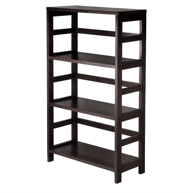 Wide 3-Shelf Modern Shelving Unit in Espresso Wood Finish by HomePacific