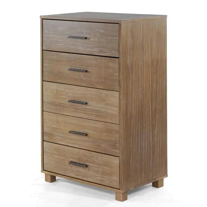 Modern Farmhouse Solid Wood 5 Drawer Bedroom Chest in Pine Finish by HomePacific