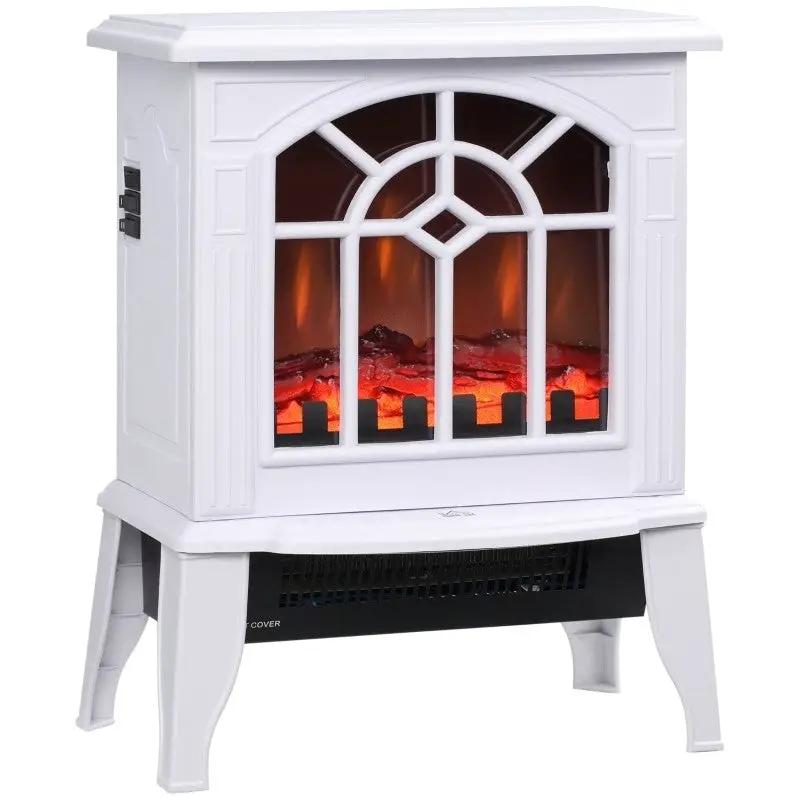 White Electric Fireplace Heater with Realistic Log Flame LED by HomePacific