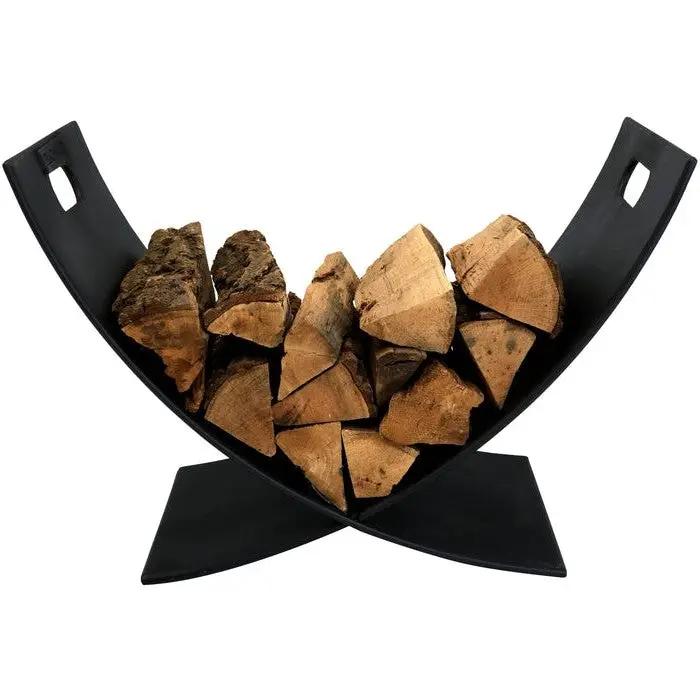 Black Indoor/Outdoor 30 inch Steel Powder Coated Firewood Log Storage Rack by HomePacific