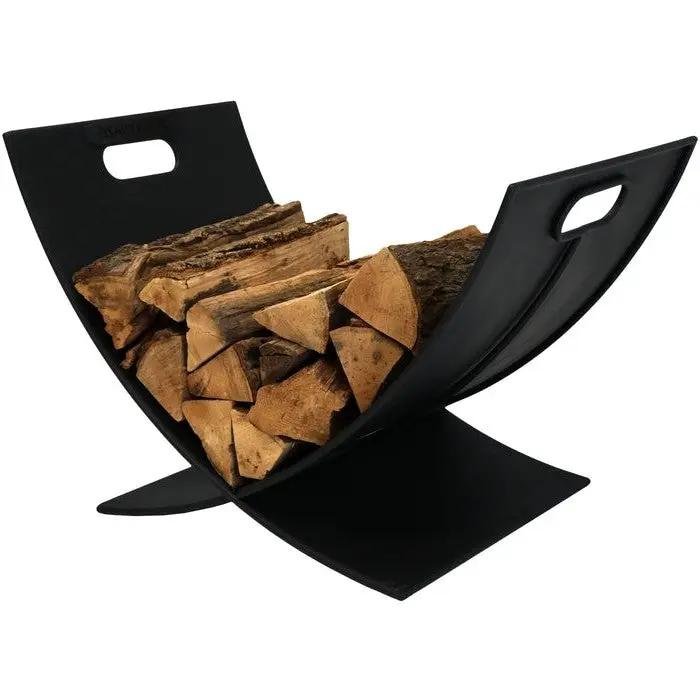 Black Indoor/Outdoor 30 inch Steel Powder Coated Firewood Log Storage Rack by HomePacific