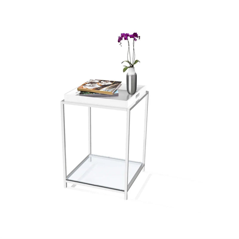 Modern Classic Metal End Table with White Removable Tray by HomePacific