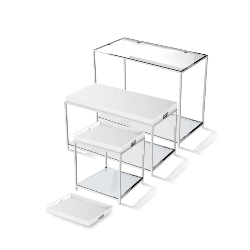 Modern Classic Metal End Table with White Removable Tray by HomePacific