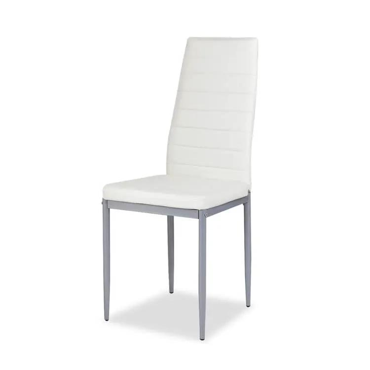 Set of 4 Modern High Back White PVC Leather Dining Chairs with Metal Legs by HomePacific