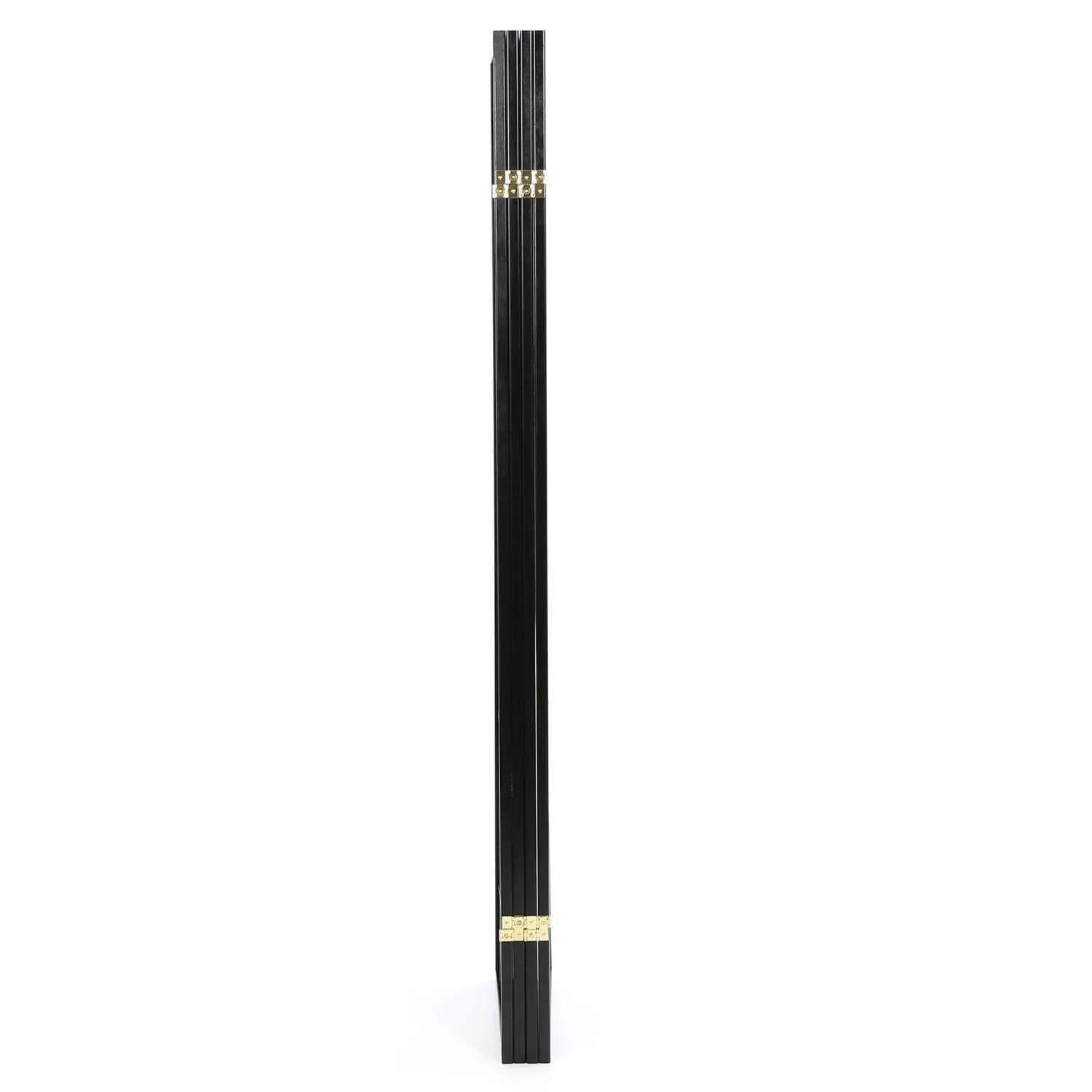 Black 4-Panel Room Divider Shoji Screen with Asian Floral Print by HomePacific