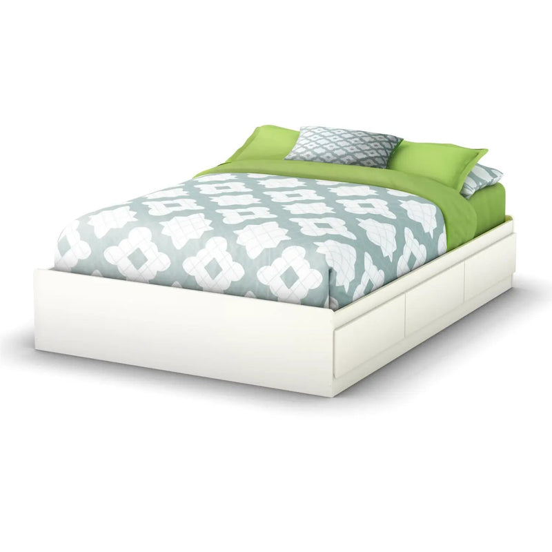 Full size Contemporary Platform Bed with 3 Storage Drawers in White by HomePacific
