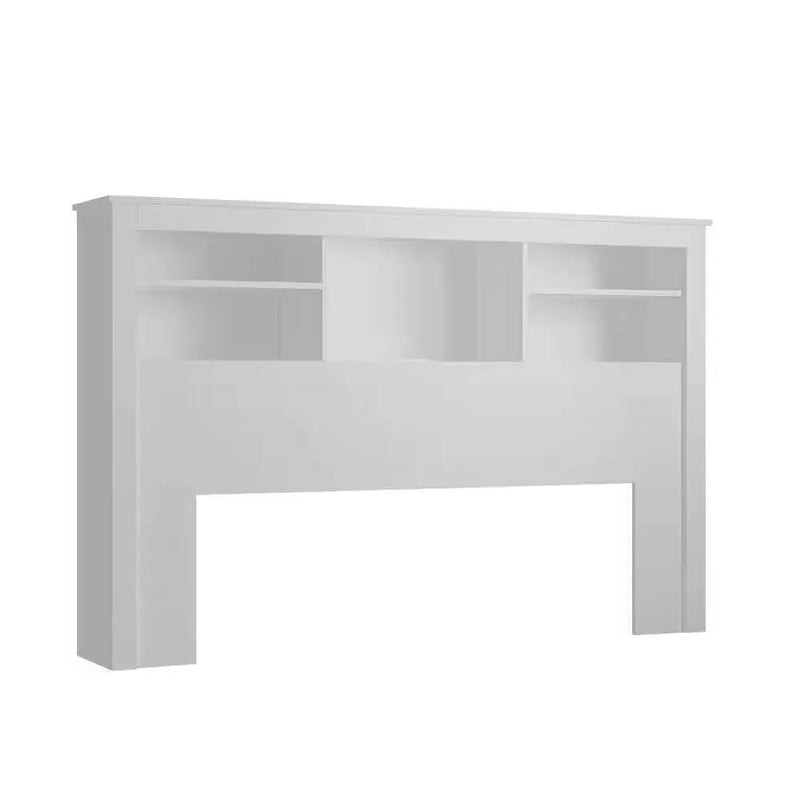Full / Queen Modern Bookcase Headboard with LED Lights in White Wood Finish by HomePacific