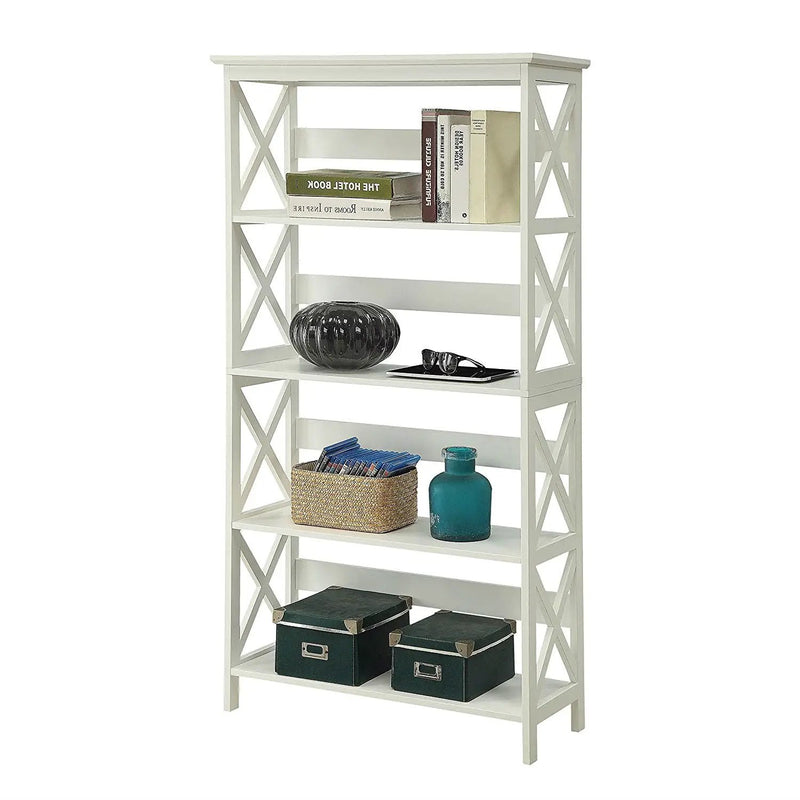 Glossy White 5-Shelf Bookcase by HomePacific