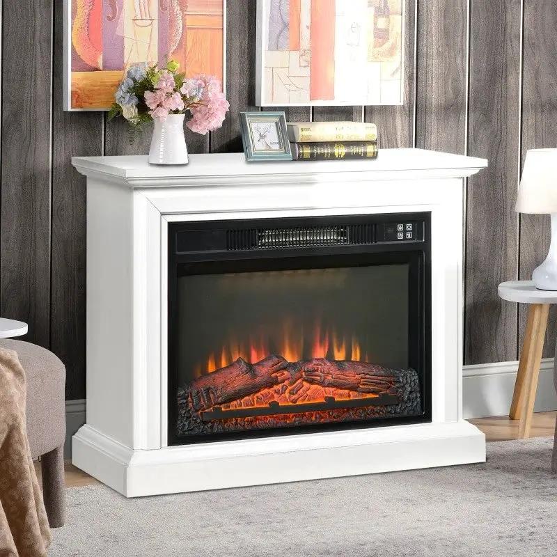 31 inch White Electric Fireplace Heater Dimmable Flame Effect and Mantel w/ Remote Control by HomePacific