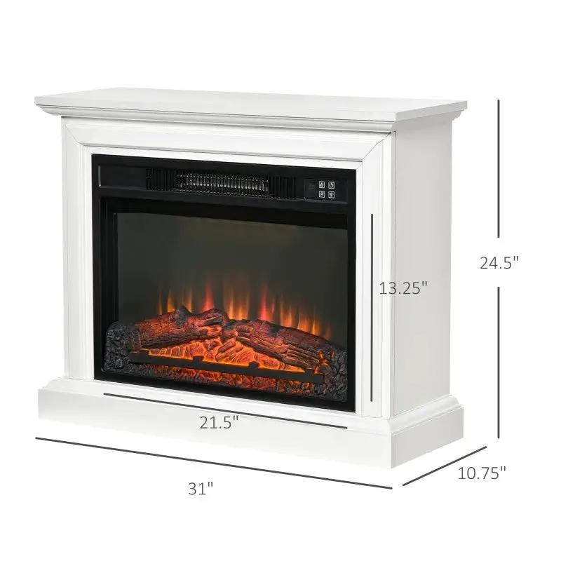 31 inch White Electric Fireplace Heater Dimmable Flame Effect and Mantel w/ Remote Control by HomePacific