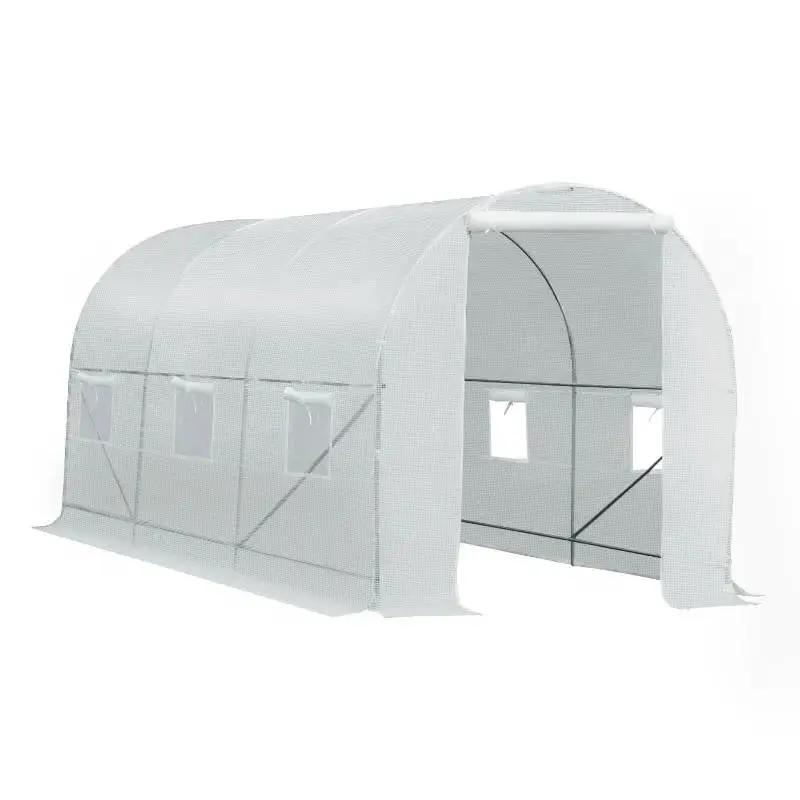 14.7 Ft x 6.5 Ft Outdoor Greenhouse w/ Heavy Duty Steel Frame and White PE Cover by HomePacific