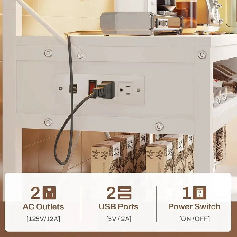 White Modern Industrial Kitchen Baker's Rack with Multi-Color LED Lights by HomePacific