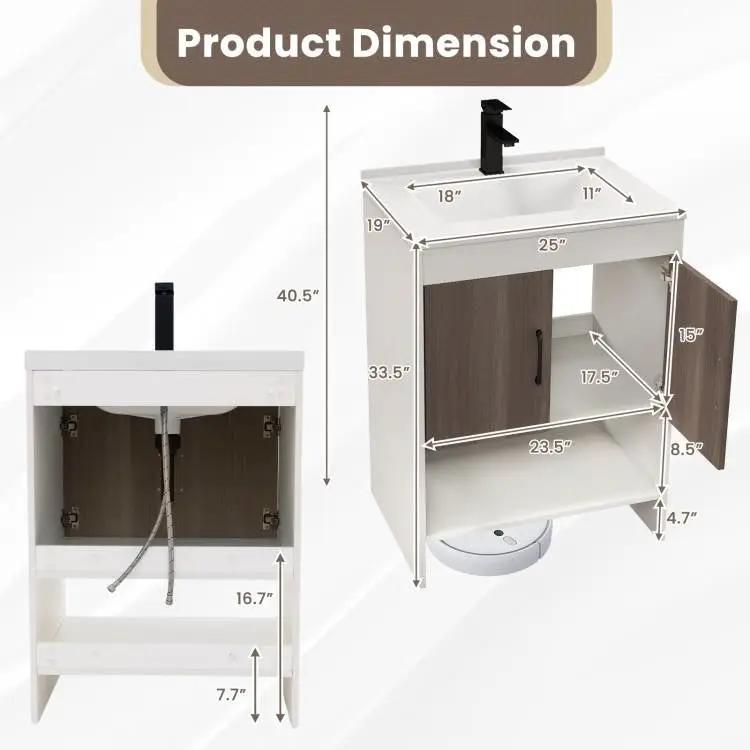 Modern White and Grey Wood Finish Bathroom Vanity with Sink and Faucet by HomePacific