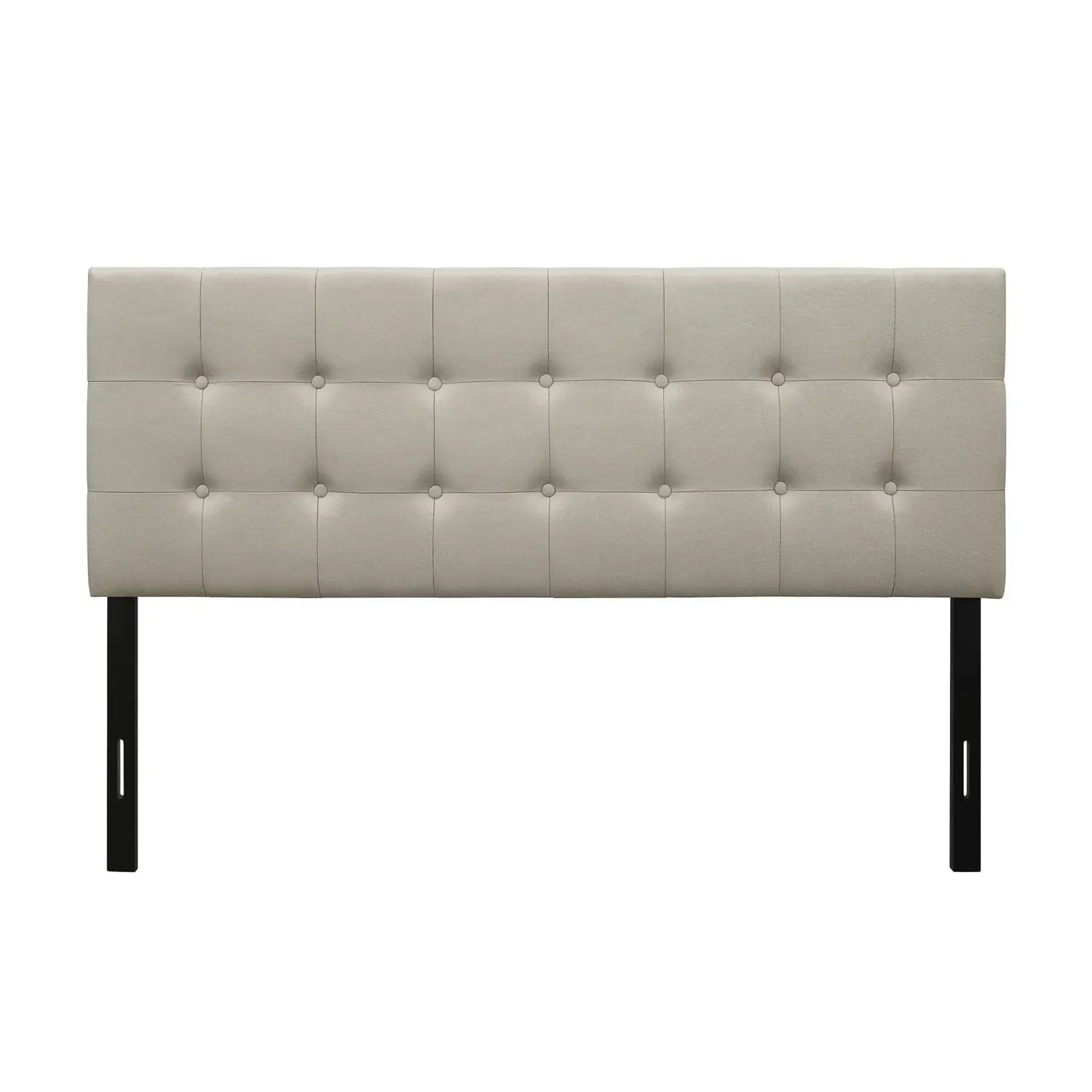 Twin Button-Tufted Headboard in Light Grey Taupe Beige Upholstered Fabric by HomePacific