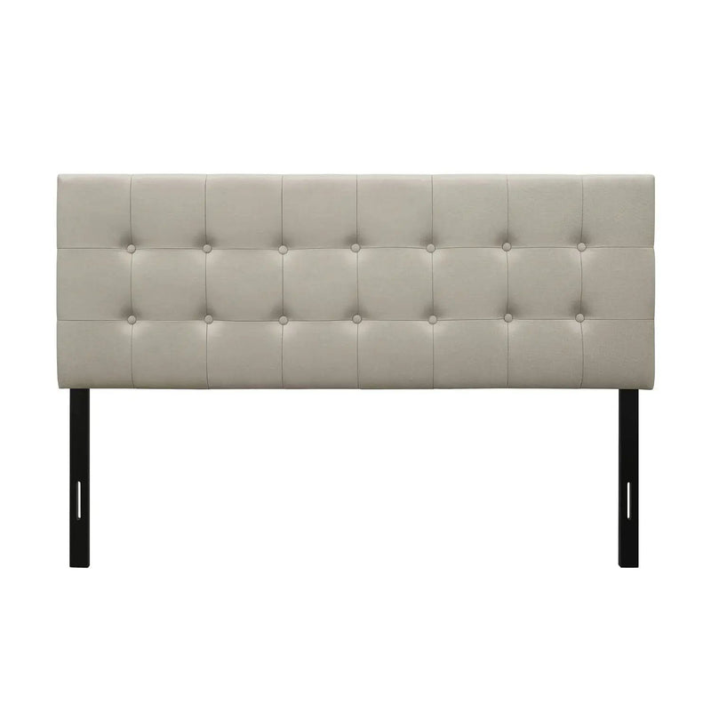 Twin Button-Tufted Headboard in Light Grey Taupe Beige Upholstered Fabric by HomePacific