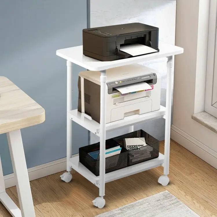 White Multifunction Adjustable Height 3-tier Printer Stand on Wheels by HomePacific