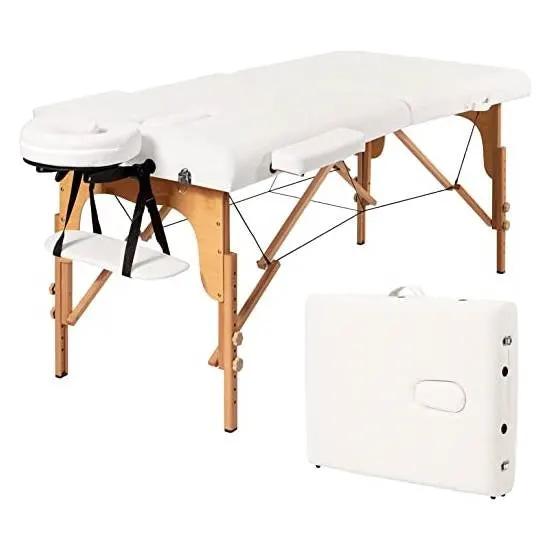 White Adjustable Portable Massage Folding Table by HomePacific