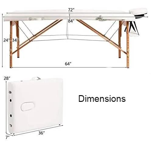 White Adjustable Portable Massage Folding Table by HomePacific