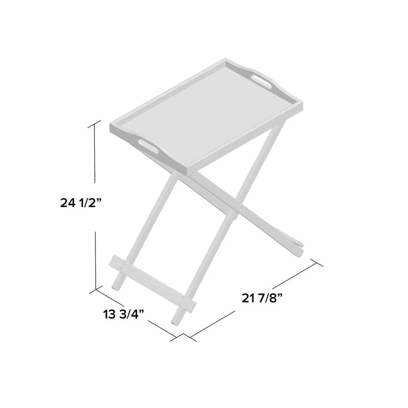 Folding TV Tray Bedside Table in White Wood Finish by HomePacific