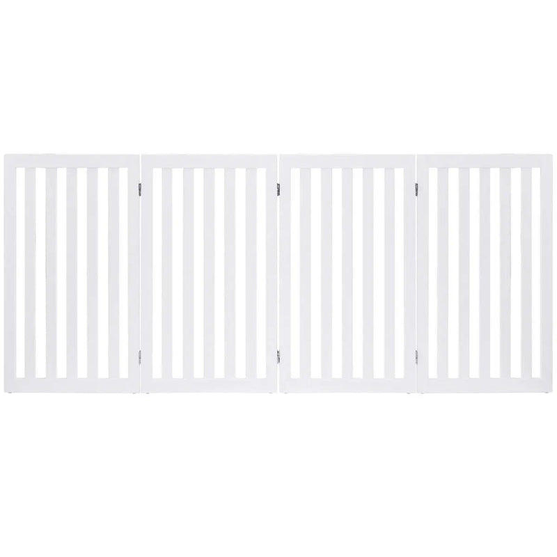 Folding 4-Panel Dog Gate Pet Fence in White Wood Finish by HomePacific