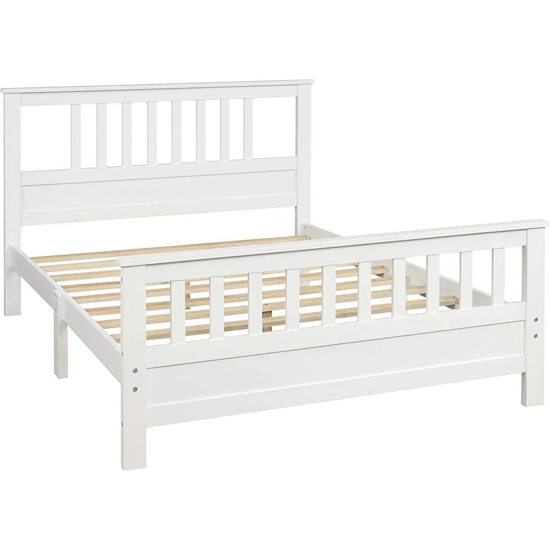 White Pine Wood Slatted Platform Headboard Footboard Full Size Bed by HomePacific
