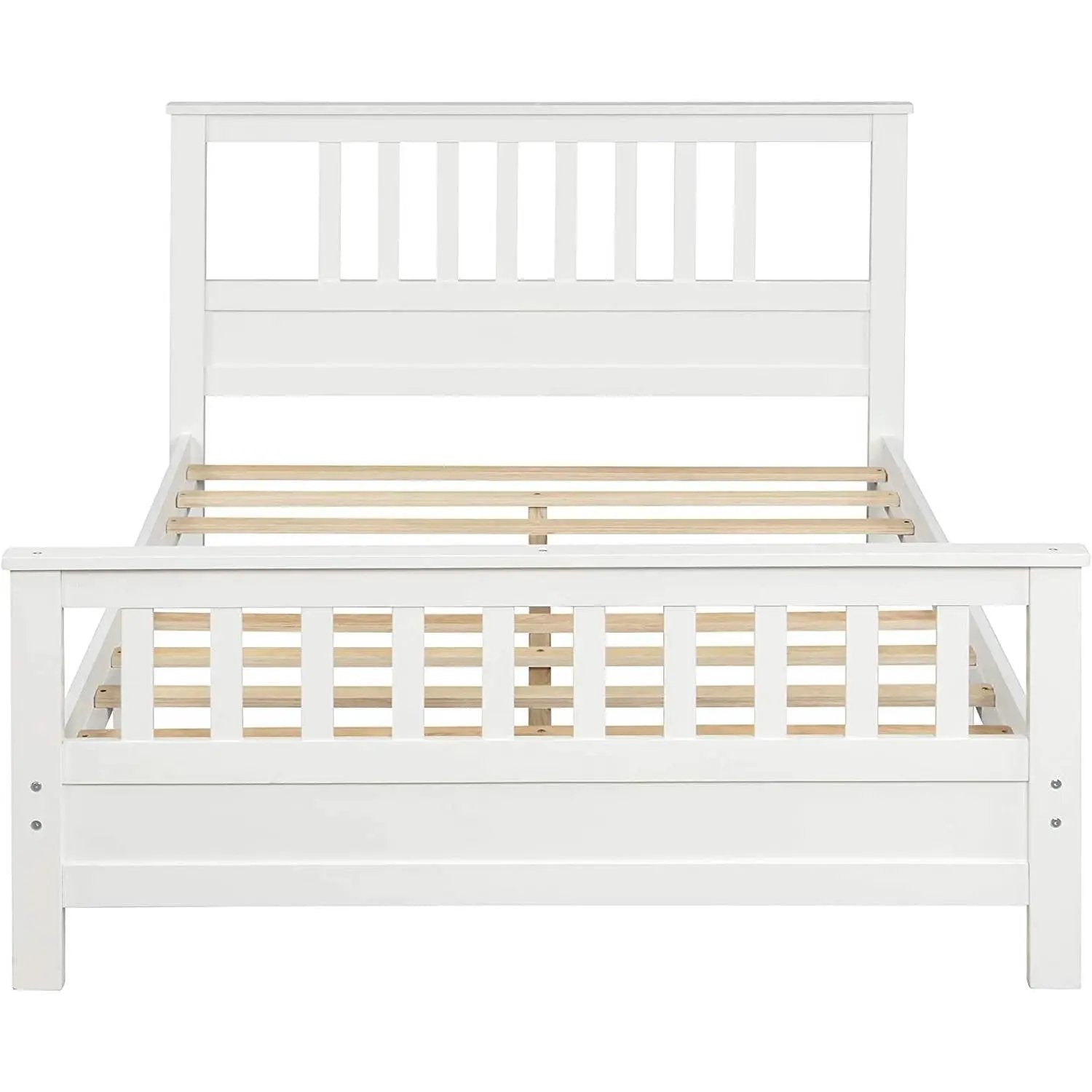 White Pine Wood Slatted Platform Headboard Footboard Full Size Bed by HomePacific