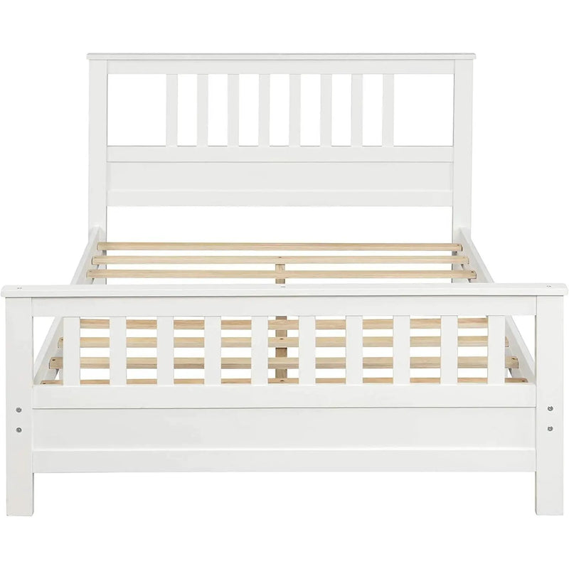 White Pine Wood Slatted Platform Headboard Footboard Full Size Bed by HomePacific