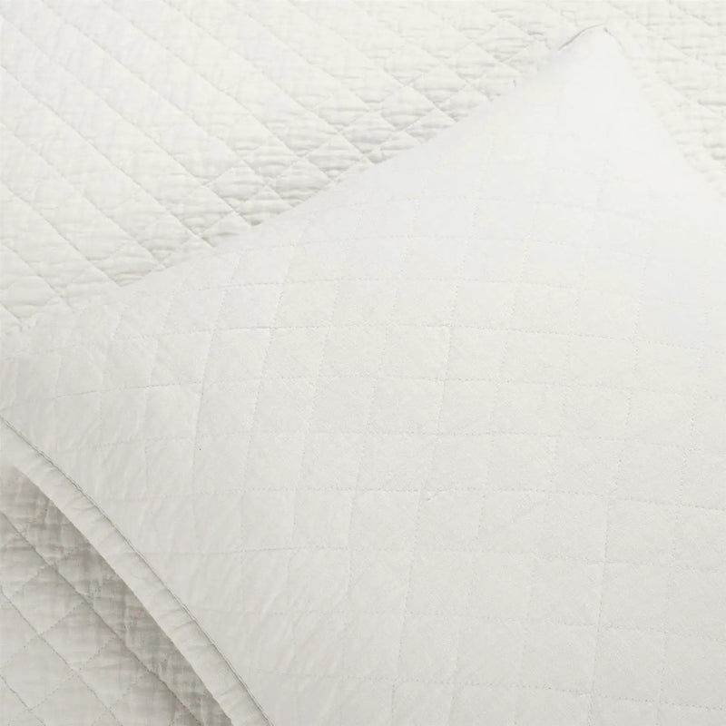 Full/Queen Lightweight Cotton Linen White Textured Reversible 3-Piece Quilt Set by HomePacific