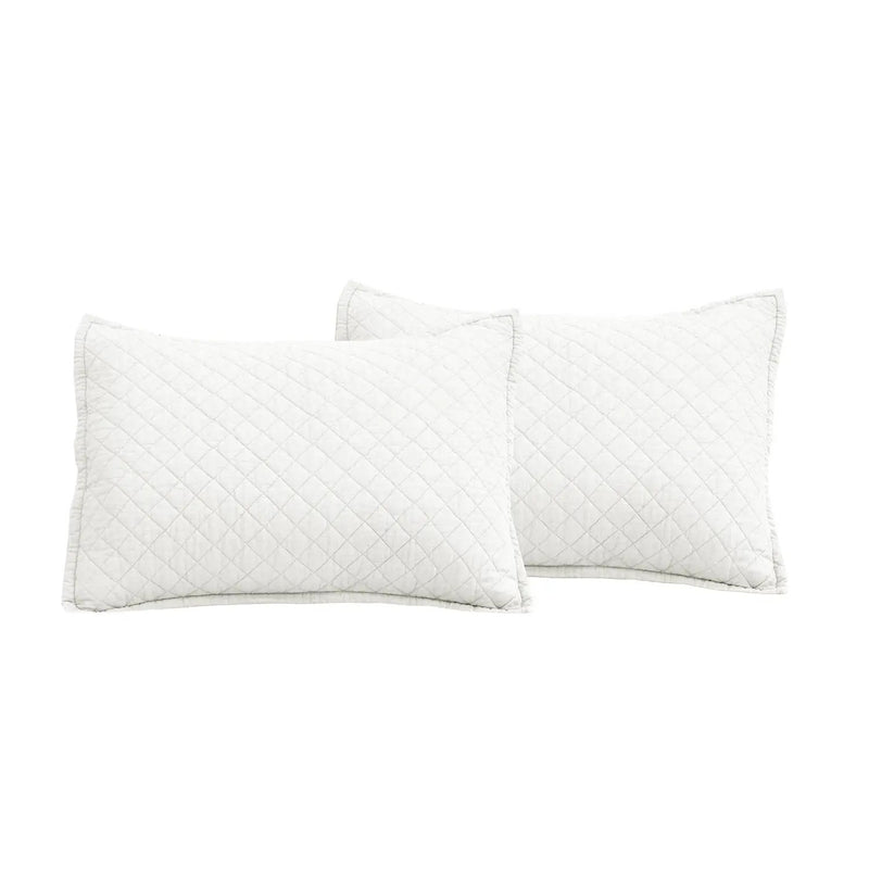 Full/Queen Lightweight Cotton Linen White Textured Reversible 3-Piece Quilt Set by HomePacific