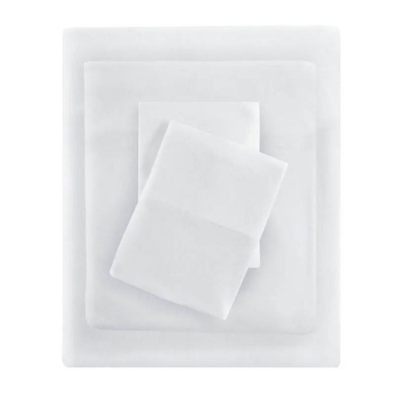 Full Size 4-Piece Cotton Blend Jersey Sheet Set in White by HomePacific