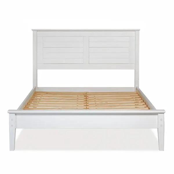 Contemporary White Solid Pine Platform Bed in Queen Size by HomePacific