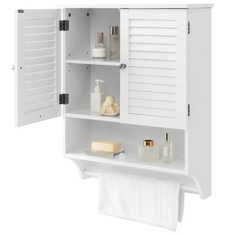 White Wall-Mounted Bathroom Storage Medicine Cabinet with Louver Doors by HomePacific