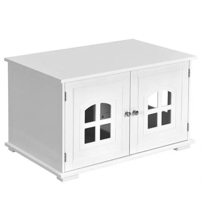 White Modern Large Ventilated Private Divider Cat Litter Box by HomePacific