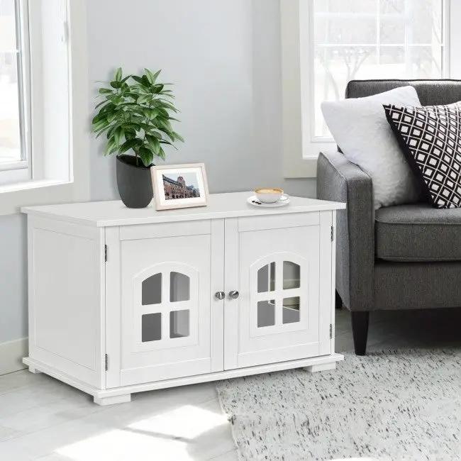White Modern Large Ventilated Private Divider Cat Litter Box by HomePacific