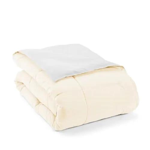 King/Cal King 3-Piece Microfiber Reversible Comforter Set in White and Cream by HomePacific