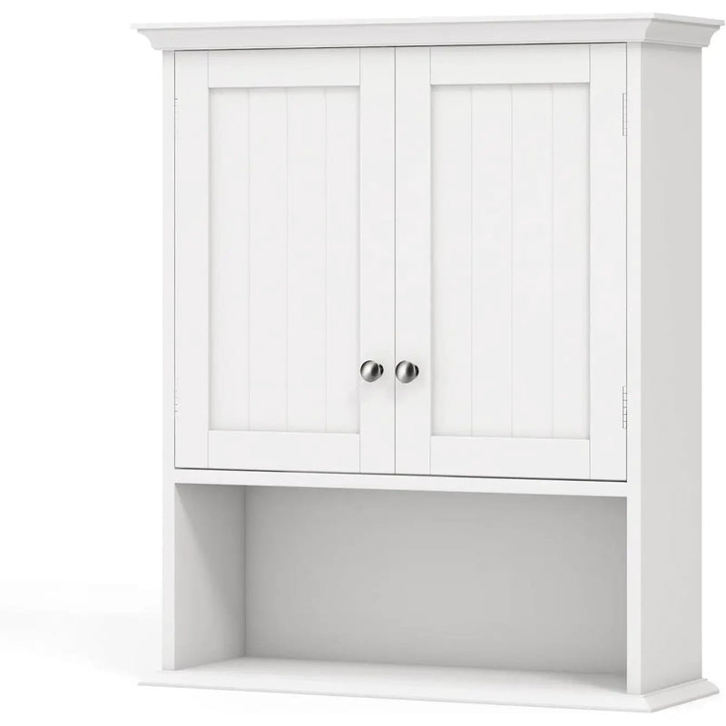 Wall Mounted Bathroom Medicine Cabinet with Open Storage Shelf in White by HomePacific