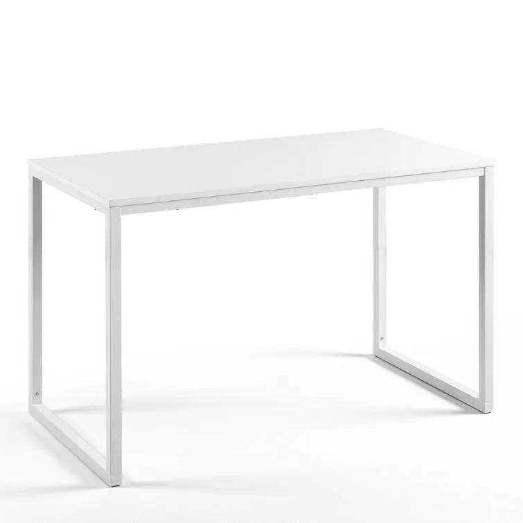 Modern Home Office Desk with White Metal Frame and Wood Top by HomePacific