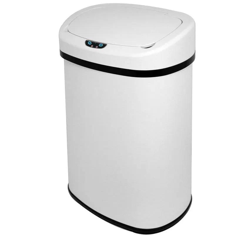 13 gL Stainless Steel Motion Sensor Trash Can White by HomePacific