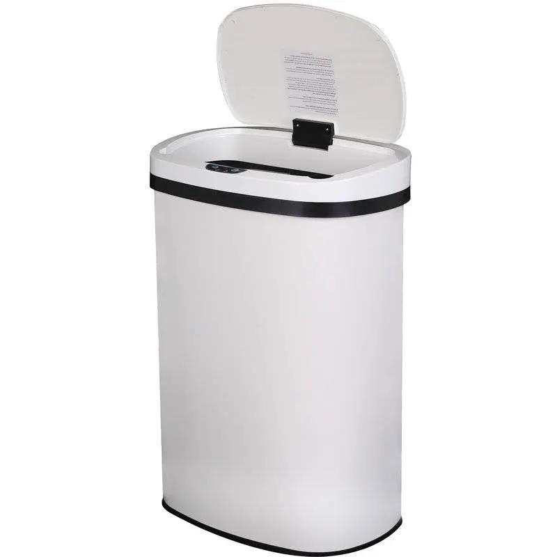 13 gL Stainless Steel Motion Sensor Trash Can White by HomePacific