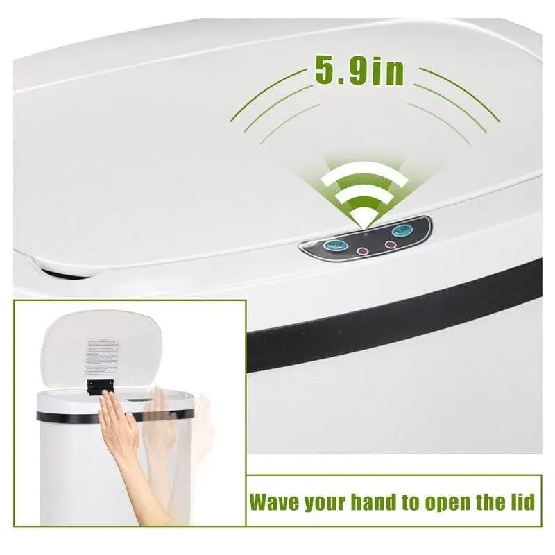 13 gL Stainless Steel Motion Sensor Trash Can White by HomePacific