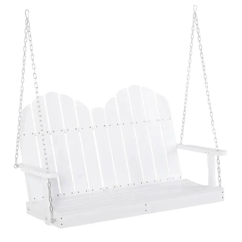 White Solid Wood 2-Seater Hanging Patio Porch Swing by HomePacific
