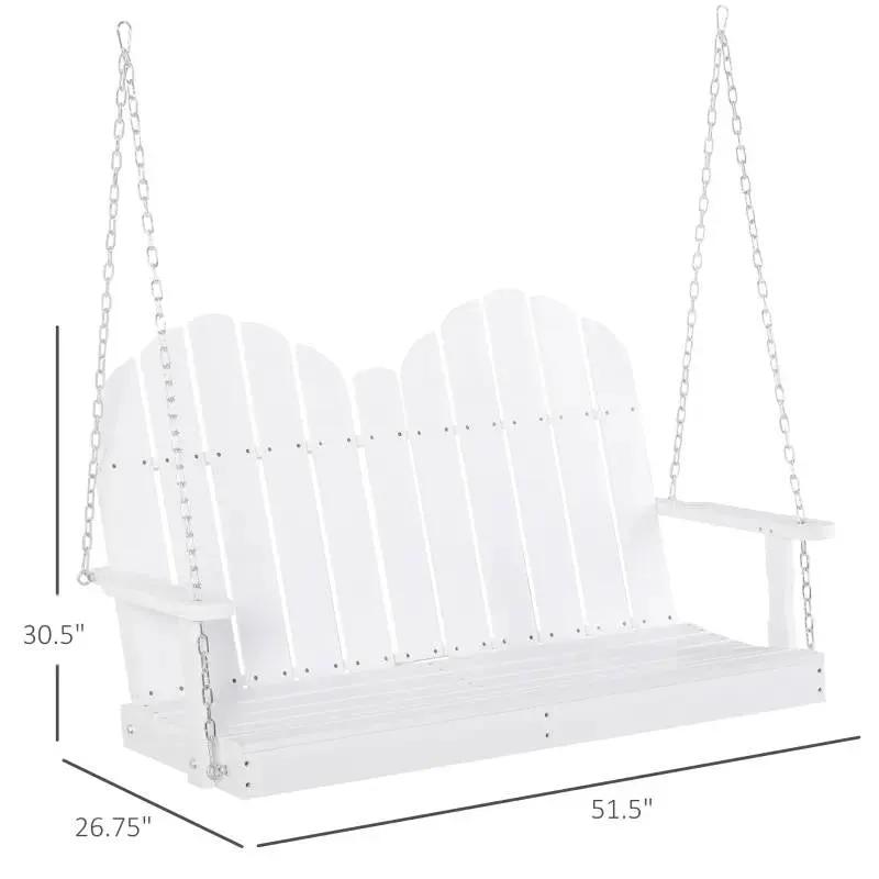 White Solid Wood 2-Seater Hanging Patio Porch Swing by HomePacific
