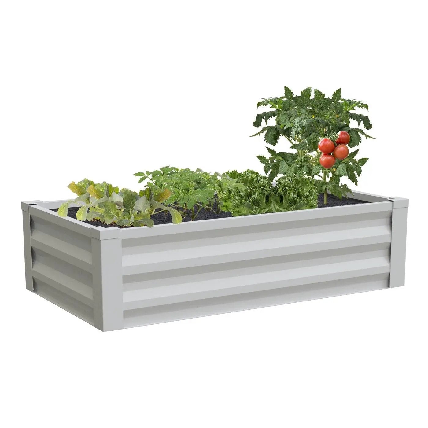 White Powder Coated Metal Raised Garden Bed Planter Made In USA by HomePacific