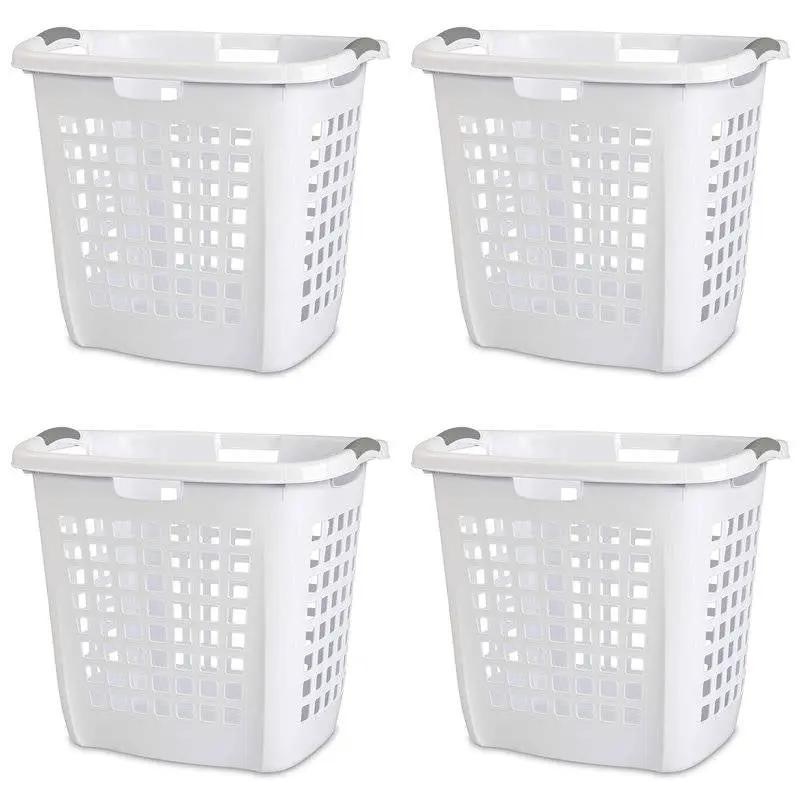 Set of 4 Heavy Duty Plastic Laundry Hamper Dirty Clothes Basket by HomePacific