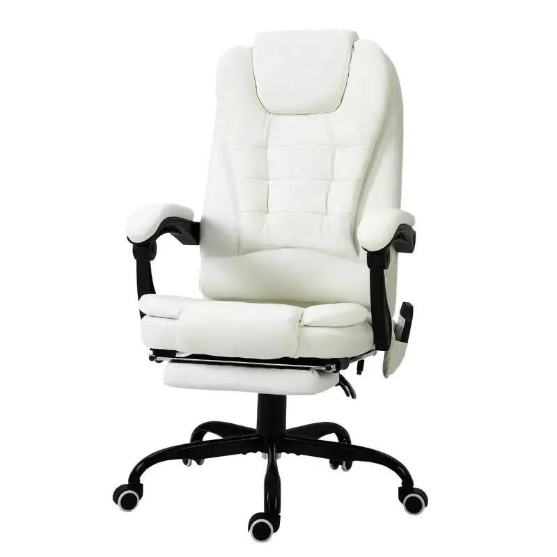 White 7 Mode Vibrating High Back Executive Massage Adjustable Office Chair by HomePacific