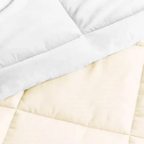 Twin/Twin XL 2-Piece Microfiber Reversible Comforter Set in White and Cream by HomePacific