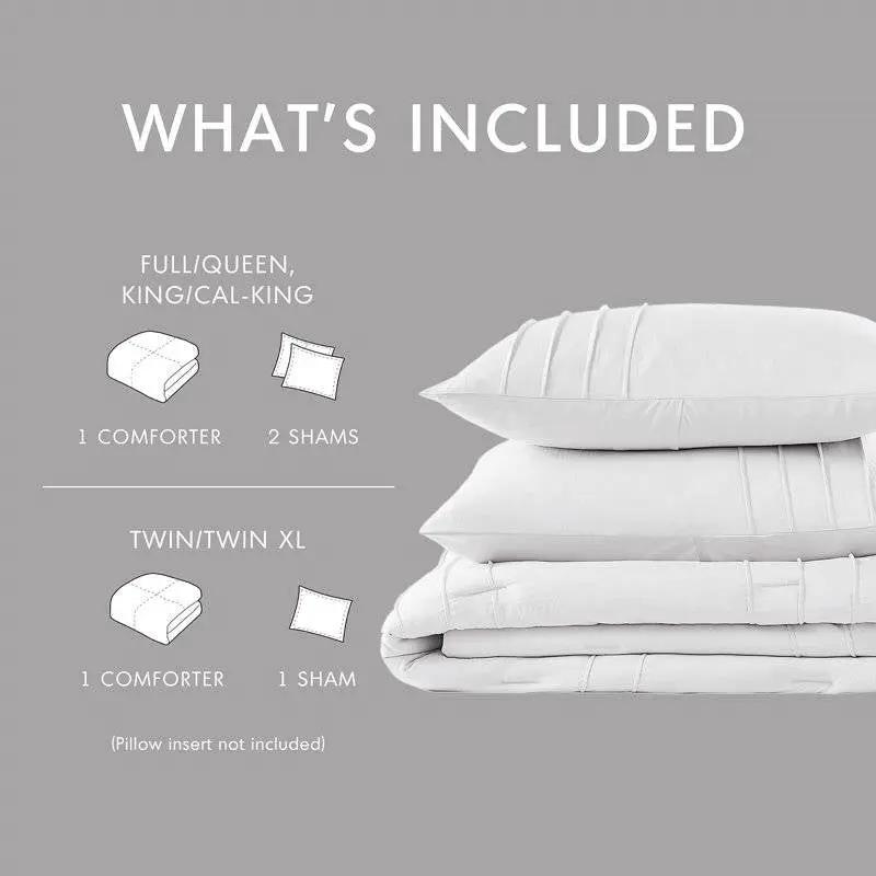 Twin/Twin XL Microfiber Pleated Soft Washed Comforter Set White by HomePacific