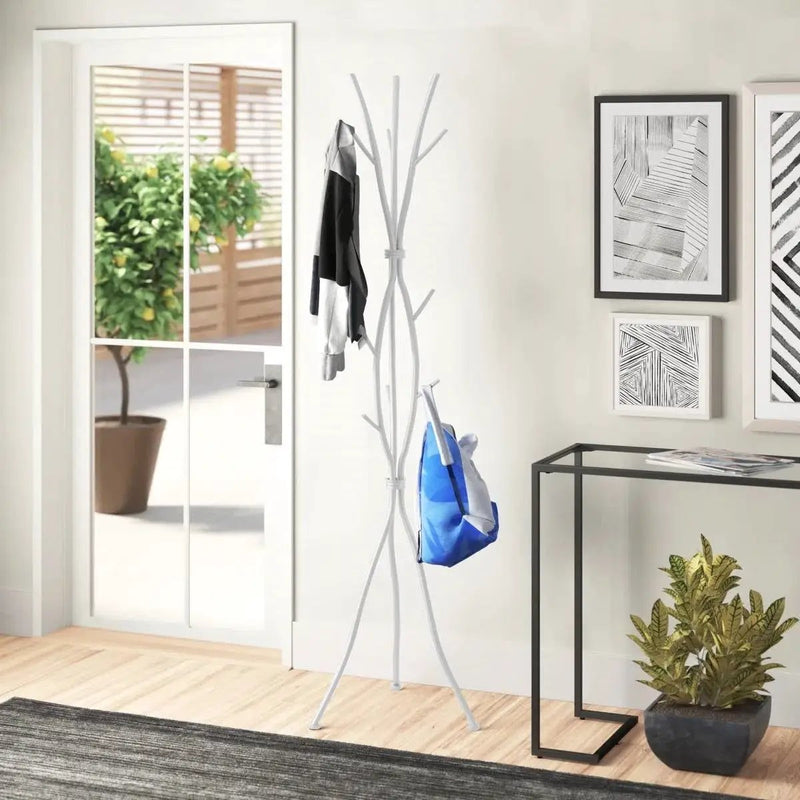 74-inch White Metal Coat Rack Entryway Hall Tree Umbrella Stand by HomePacific