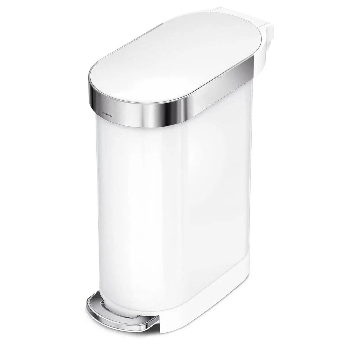 White 12-Gallon Narrow Kitchen Trash Can with Easy Step-on Lid by HomePacific